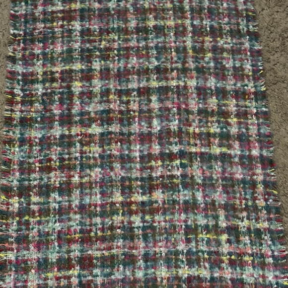 EUC Banana Republic Boucle Style Multi Color Plaid Scarf-Pink/Green/Yellow/Blue - Picture 11 of 16